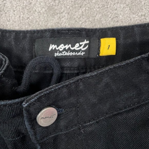 Monet Skateboards Sammi Wide Leg Jeans Womens Sz 13 Black High Rise Denim Skater - Picture 3 of 12